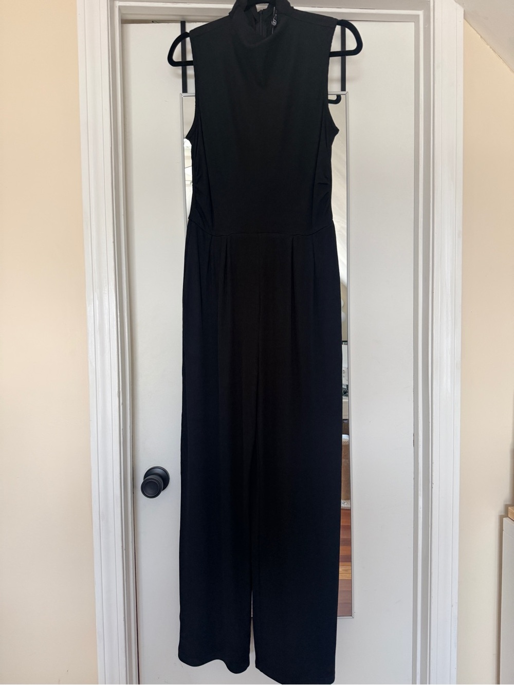 Sleeveless Black High-Neck Jumpsuit
